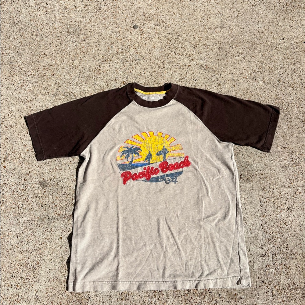 High Sierra Pacsun Brown and Cream Pacific Beach Graphic Tee
